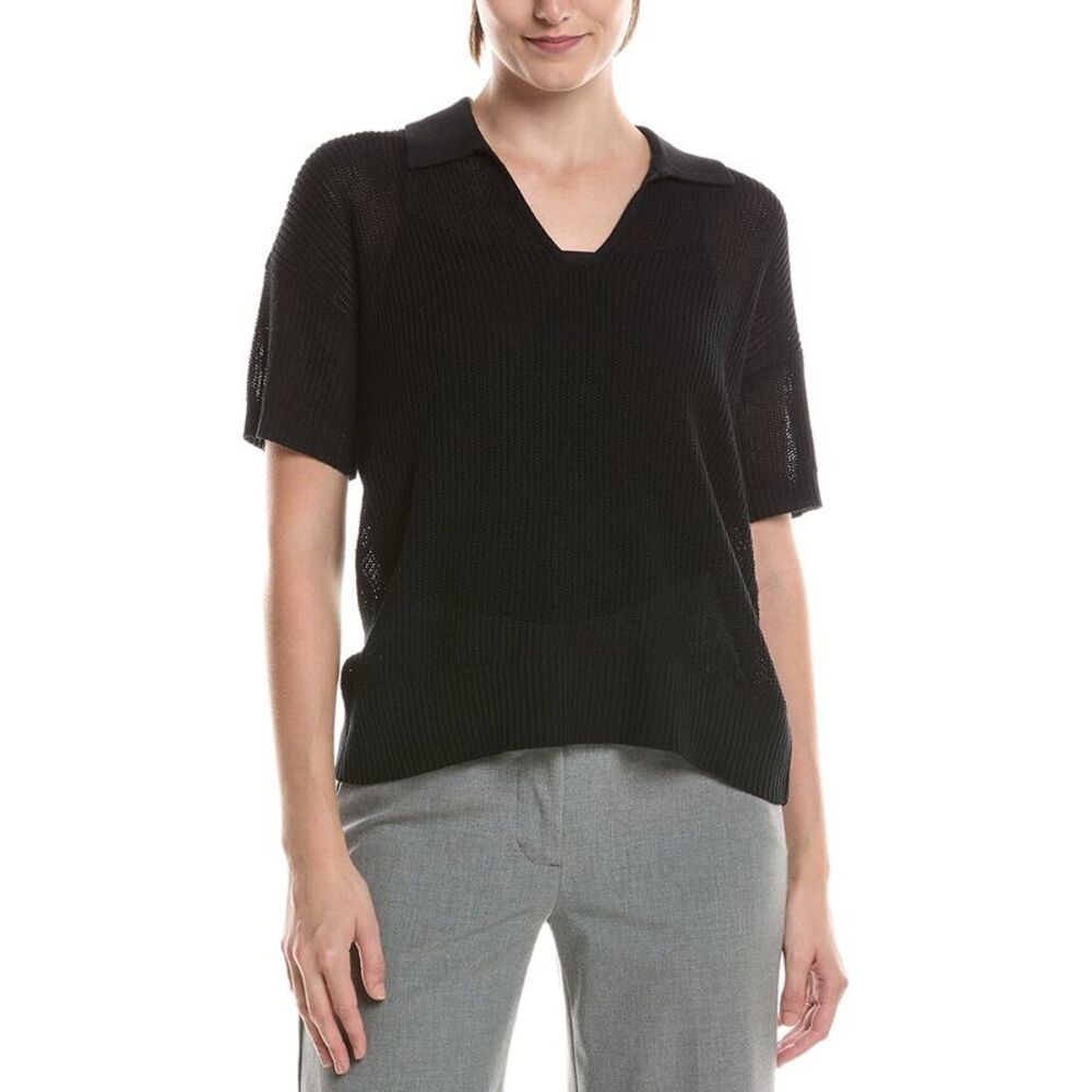Eileen Fisher Womens  Short Sleeve Sweater, Black